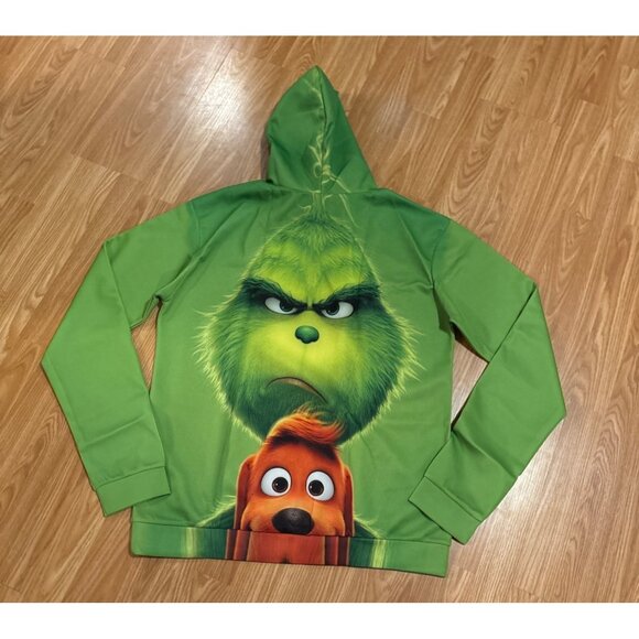Adults Grinch & Max Green Double Sided Hoodie With Pocket - Picture 4 of 5